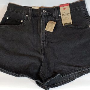Levi’s SilverTab High Waisted Mom Shorts Womens Black Size 32 New Denim